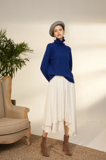 100% Cashmere Turtle Neck Pullover Sweater - Classic Blue